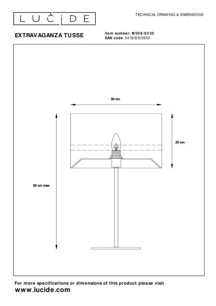 Lucide EXTRAVAGANZA TUSSE - Lampe de table - Ø 30 cm - 1xE14 - Bleu - TECHNISCH